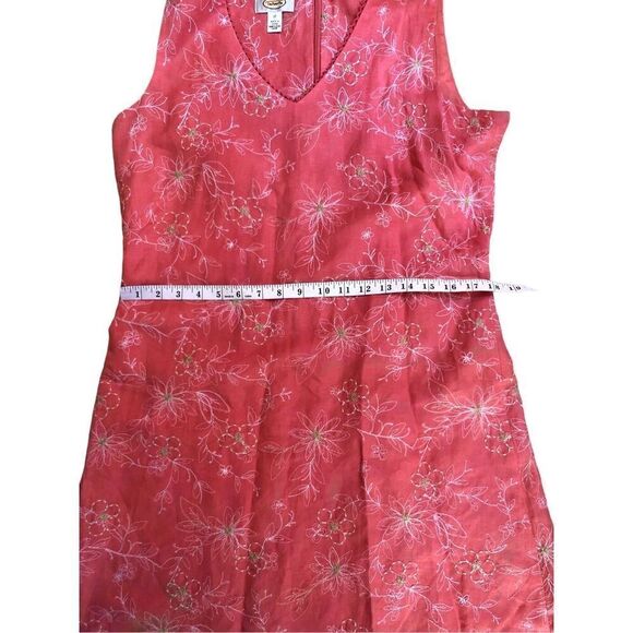 TALBOTS vintage Embroidered Floral Lace Trim V-Neck Linen Fully Lined Dress Size - Picture 12 of 15